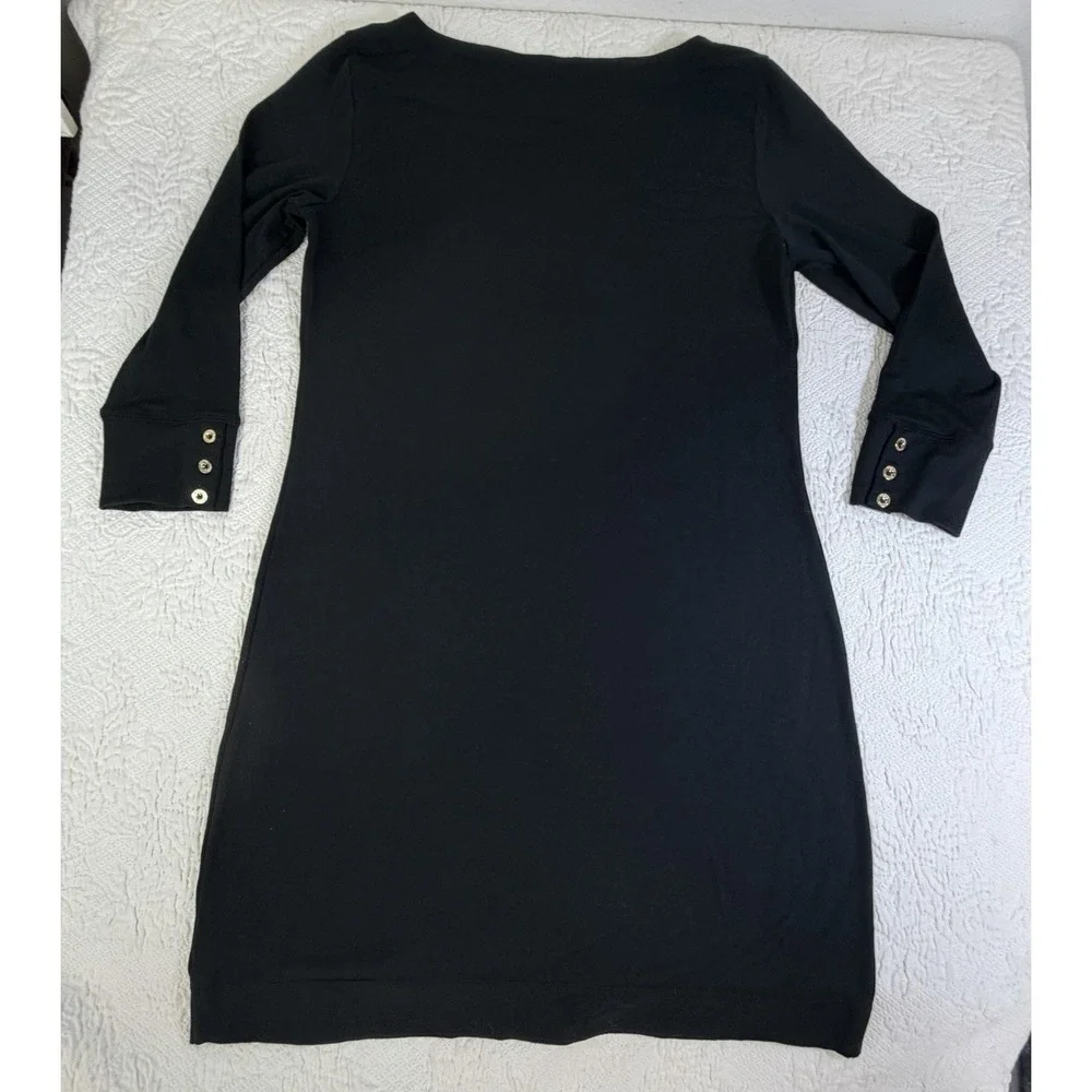 LILLY PULITZER-Sophie Dress-UPF 50-Black-Gold Buttons-Designer Chic Medium Shift - Picture 2 of 7